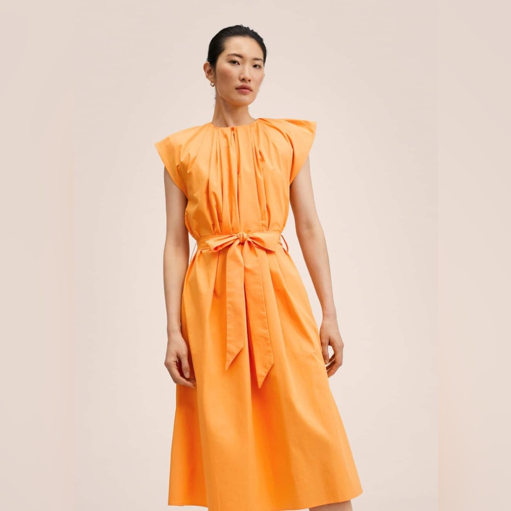 Mango 100% cotton dress with bow Size 2